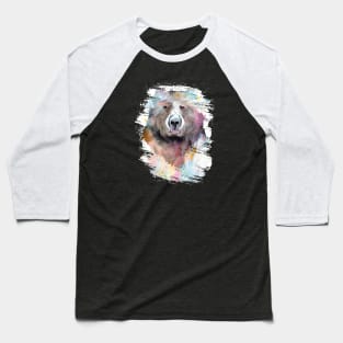 Bear Grizzly Wild Animal Nature Watercolor Art Painting Baseball T-Shirt